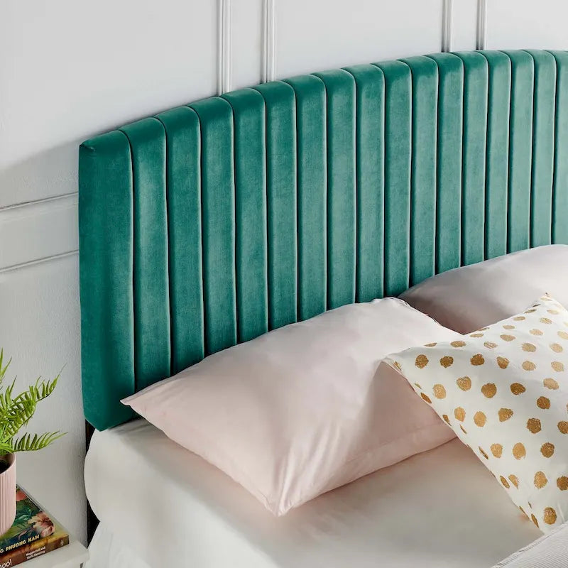Tête de lit capitonnée en velours, pleine / grand lit, 3 positions réglables, 1 personne