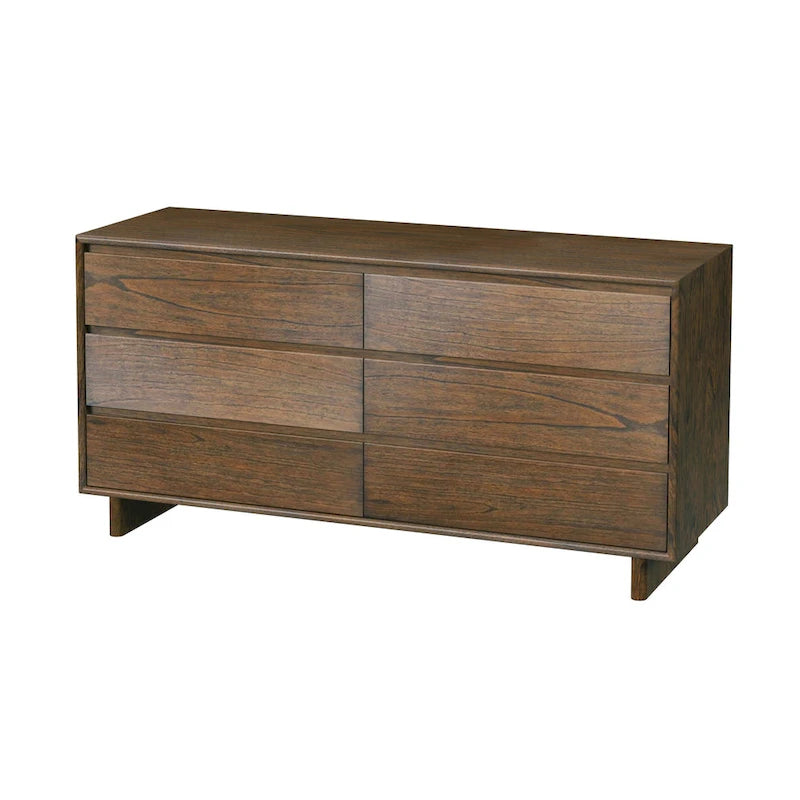 Commode scandinave à 6 tiroirs en bois, noir délavé / noyer brun / chêne blond, avec glissières à billes, 157 cm