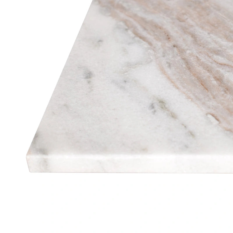 Table d'appoint en marbre naturel travertin / gris beige en forme de T, style milieu de siècle, 1 personne