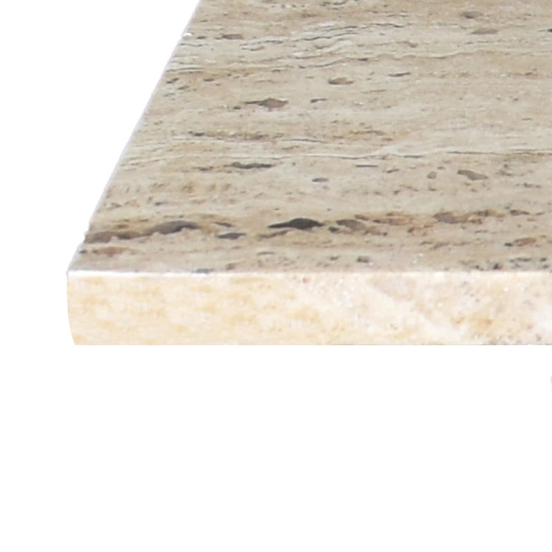 Table d'appoint en marbre naturel travertin / gris beige en forme de T, style milieu de siècle, 1 personne