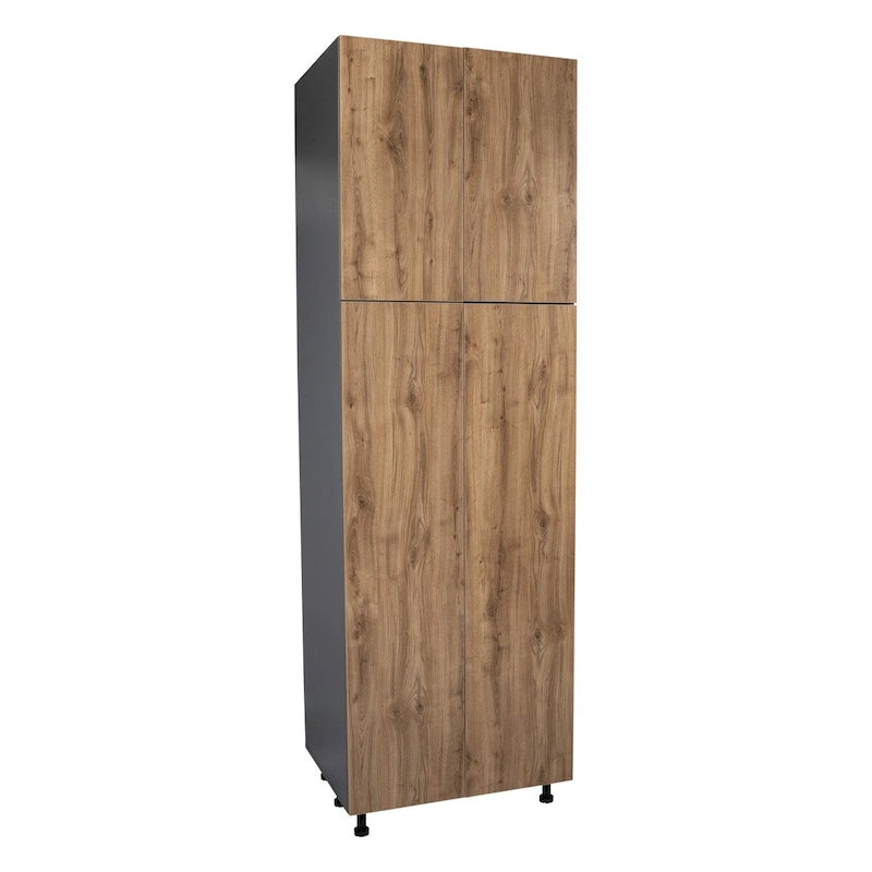 Armoire de cuisine utilitaire moderne à 4 portes, marron / blanc cassé / blanc / noir / gris / transparent, avec étagères réglables et charnières à fermeture douce, 36 pouces