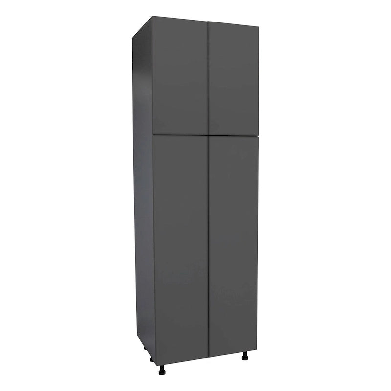 Armoire de cuisine utilitaire moderne à 4 portes, marron / blanc cassé / blanc / noir / gris / transparent, avec étagères réglables et charnières à fermeture douce, 36 pouces