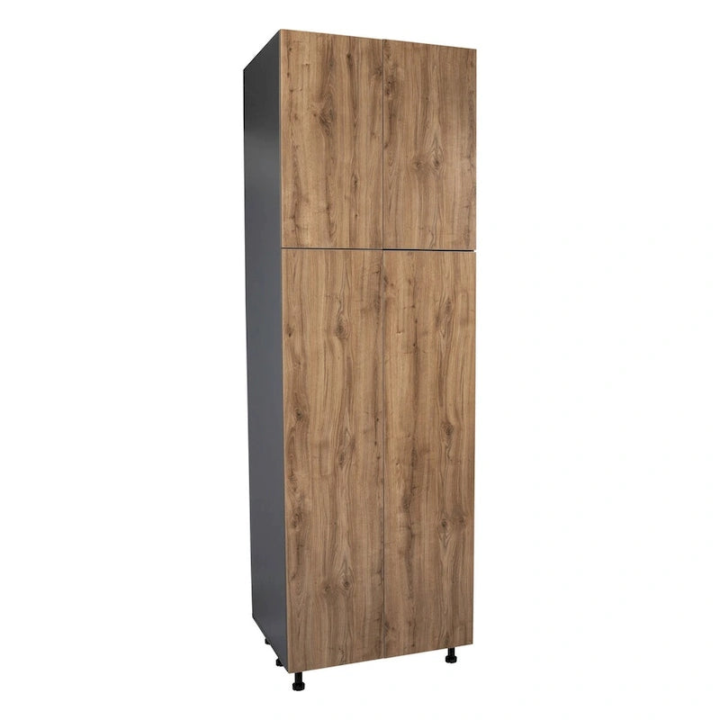 Armoire de cuisine utilitaire moderne à 4 portes, marron / blanc cassé / blanc / noir / gris / transparent, avec étagères réglables et charnières à fermeture douce, 36 pouces