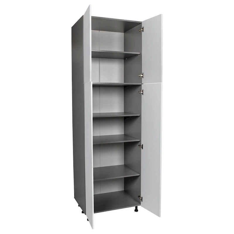 Armoire de cuisine utilitaire moderne à 4 portes, marron / blanc cassé / blanc / noir / gris / transparent, avec étagères réglables et charnières à fermeture douce, 36 pouces