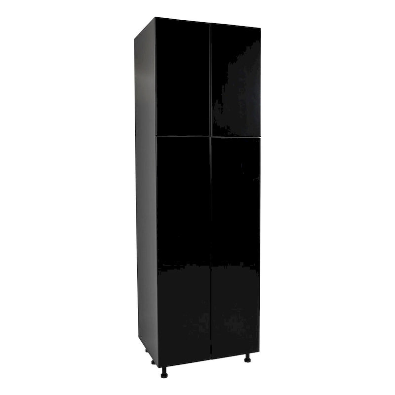 Armoire de cuisine utilitaire moderne à 4 portes, marron / blanc cassé / blanc / noir / gris / transparent, avec étagères réglables et charnières à fermeture douce, 36 pouces