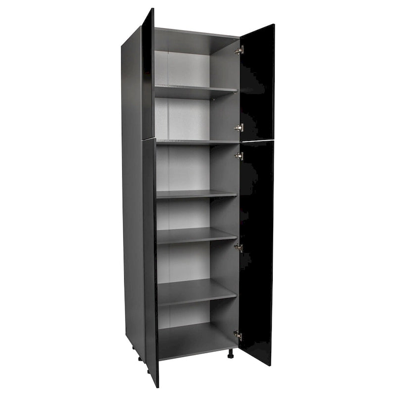 Armoire de cuisine utilitaire moderne à 4 portes, marron / blanc cassé / blanc / noir / gris / transparent, avec étagères réglables et charnières à fermeture douce, 36 pouces