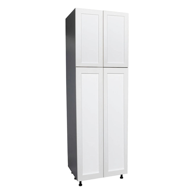 Armoire de cuisine utilitaire moderne à 4 portes, marron / blanc cassé / blanc / noir / gris / transparent, avec étagères réglables et charnières à fermeture douce, 36 pouces