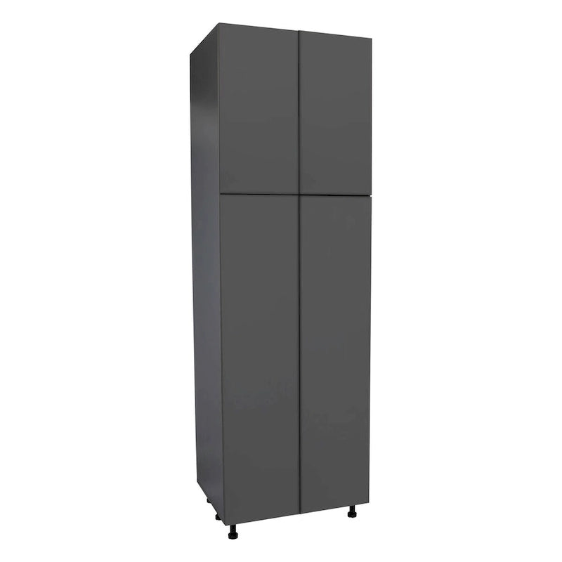 Armoire de cuisine utilitaire moderne à 4 portes, marron / blanc cassé / blanc / noir / gris / transparent, avec étagères réglables et charnières à fermeture douce, 36 pouces