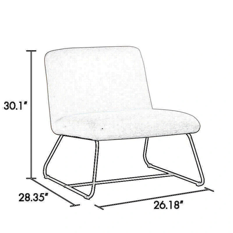 Fauteuil d'appoint sans accoudoirs en tissu bouclette ivoire et noir avec piètement luge en acier noir, 1 place