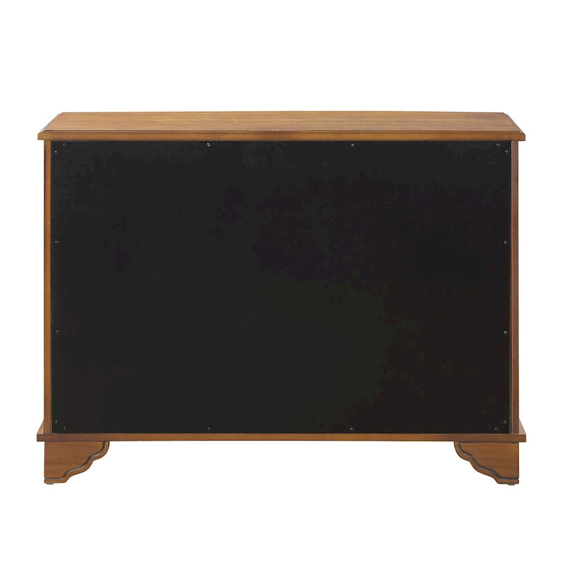 Console Rétro Bleu Marine / Blanc Antique / Espresso Clair / Naturel avec 2 Armoires et Étagères Ajustables, Pieds en Pin Massif, 102 cm