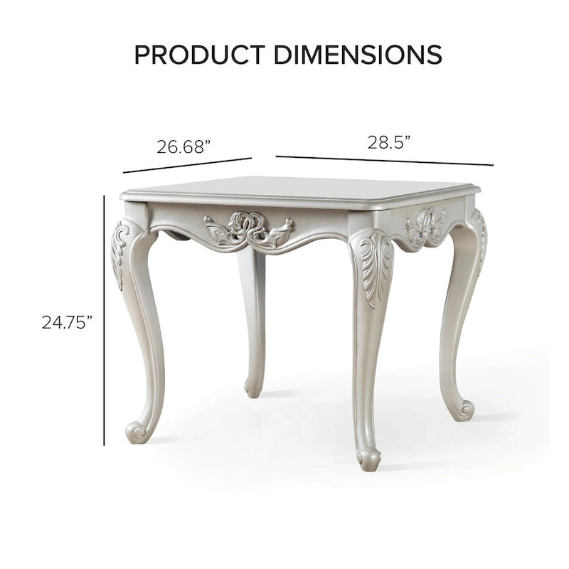 Table d'appoint en bois massif de style baroque, noir/champagne, avec pieds sculptés en cabriole, 1 personne