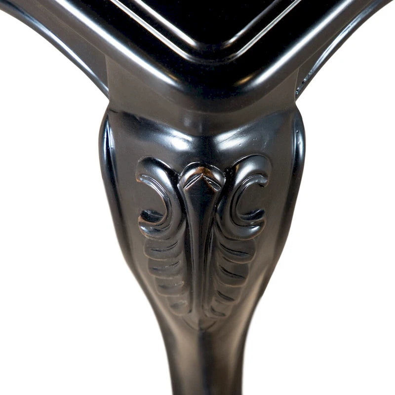 Table d'appoint en bois massif de style baroque, noir/champagne, avec pieds sculptés en cabriole, 1 personne