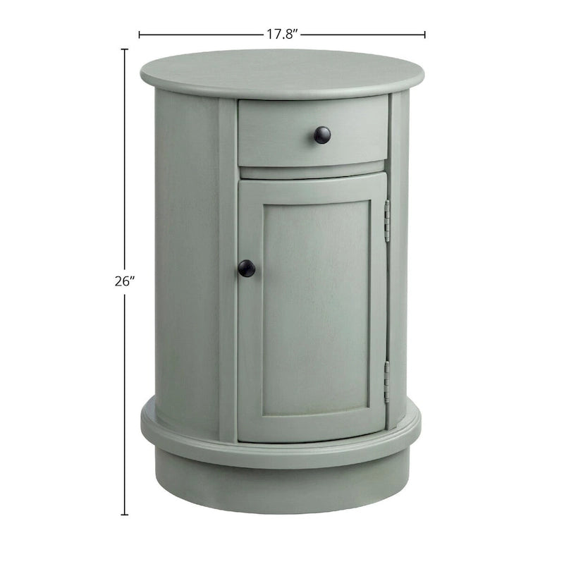 Meuble d'appoint moderne gris mat avec accents en bois, 1 tiroir, 1 porte et étagère intérieure, 66 cm