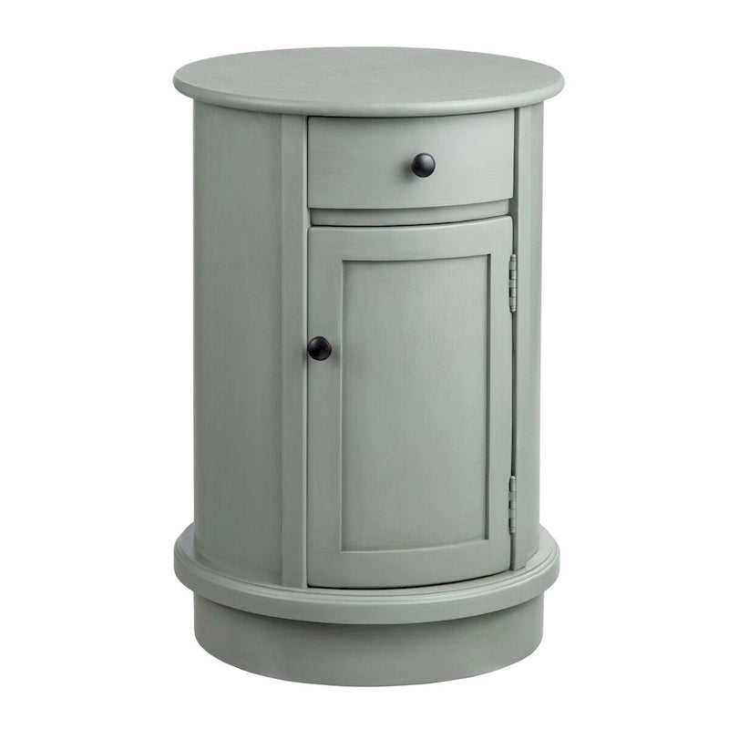 Meuble d'appoint moderne gris mat avec accents en bois, 1 tiroir, 1 porte et étagère intérieure, 66 cm