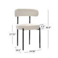 Chaises de salle à manger modernes du milieu du siècle en velours blanc/gris/vert/marron avec dossier incurvé et pieds en métal noir, lot de 2