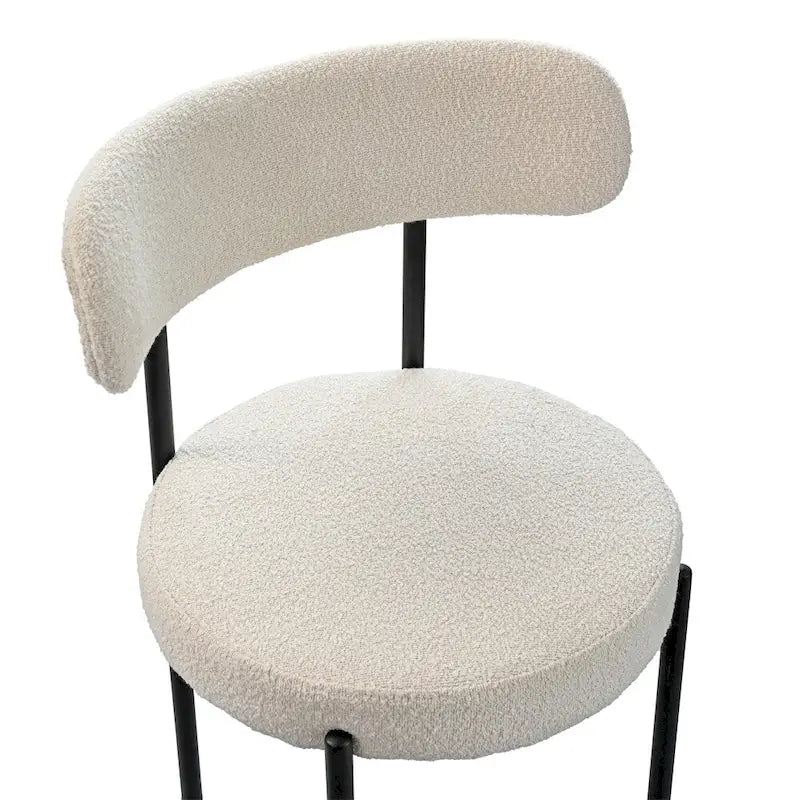 Chaises de salle à manger modernes du milieu du siècle en velours blanc/gris/vert/marron avec dossier incurvé et pieds en métal noir, lot de 2