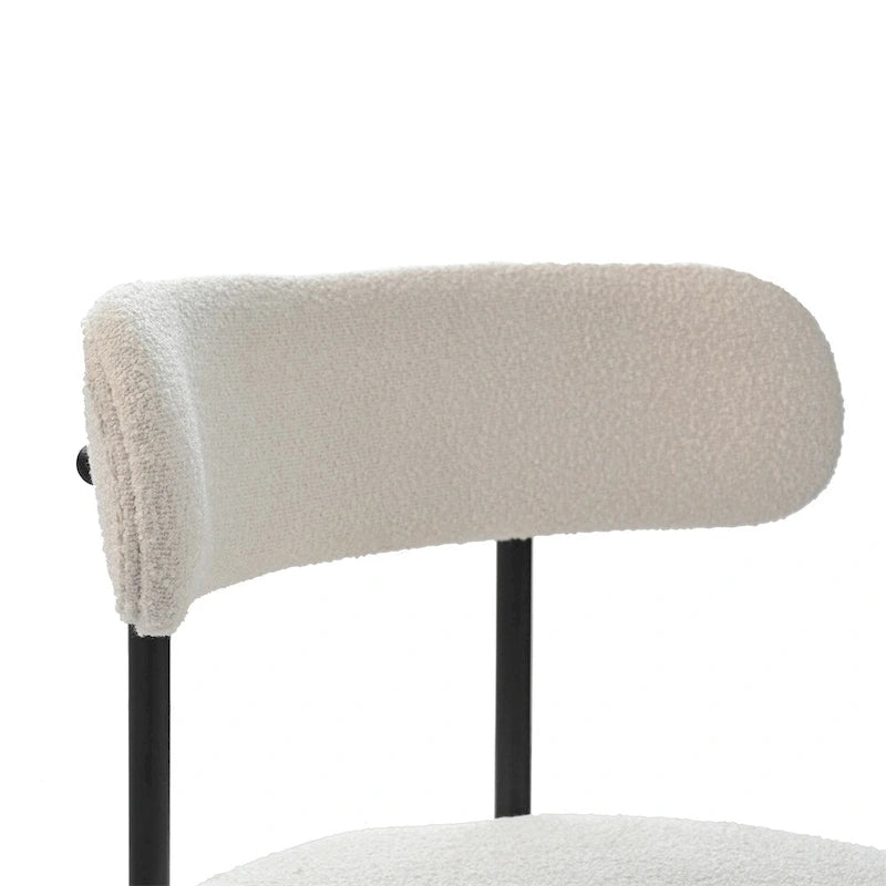 Chaises de salle à manger modernes du milieu du siècle en velours blanc/gris/vert/marron avec dossier incurvé et pieds en métal noir, lot de 2