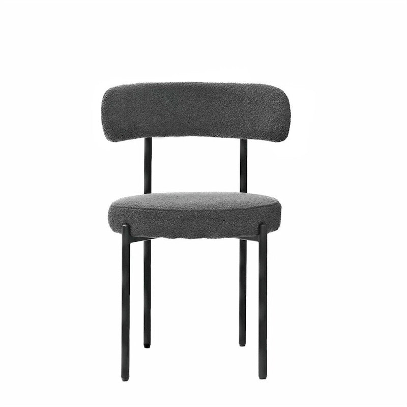 Chaises de salle à manger modernes du milieu du siècle en velours blanc/gris/vert/marron avec dossier incurvé et pieds en métal noir, lot de 2
