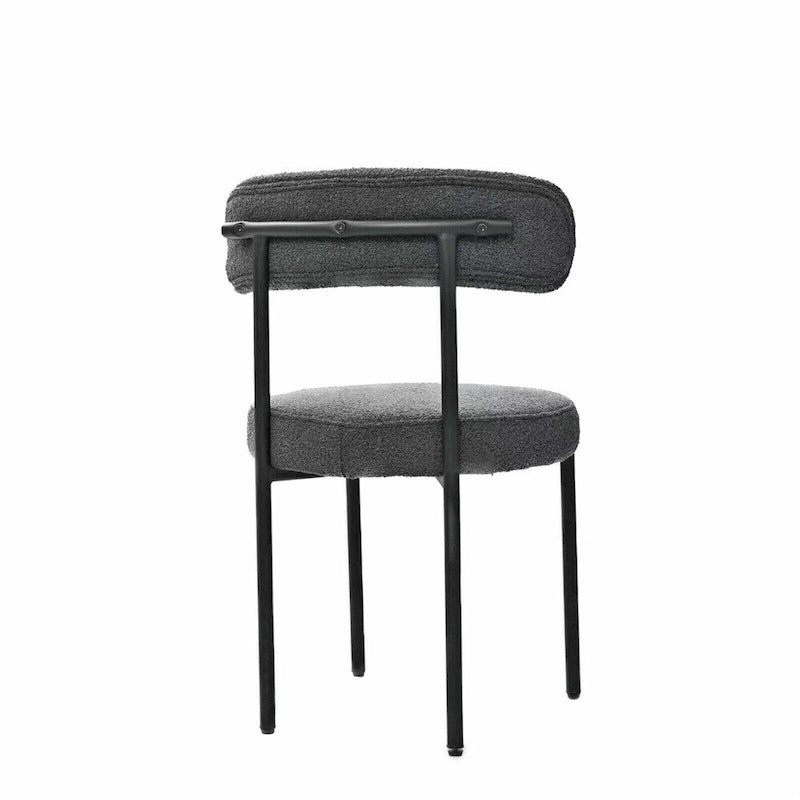 Chaises de salle à manger modernes du milieu du siècle en velours blanc/gris/vert/marron avec dossier incurvé et pieds en métal noir, lot de 2