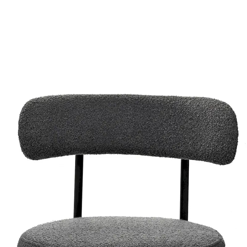 Chaises de salle à manger modernes du milieu du siècle en velours blanc/gris/vert/marron avec dossier incurvé et pieds en métal noir, lot de 2