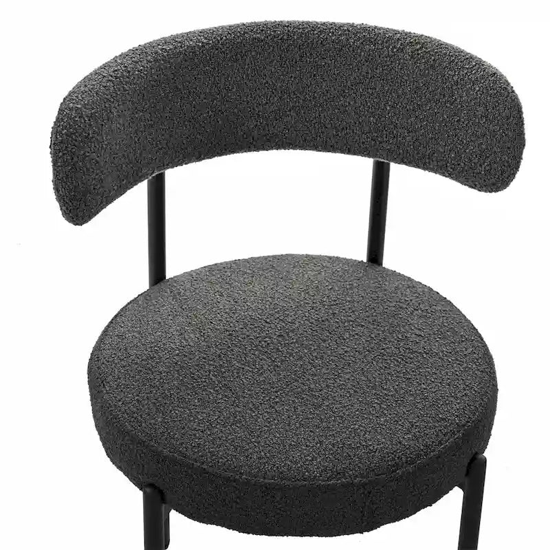 Chaises de salle à manger modernes du milieu du siècle en velours blanc/gris/vert/marron avec dossier incurvé et pieds en métal noir, lot de 2