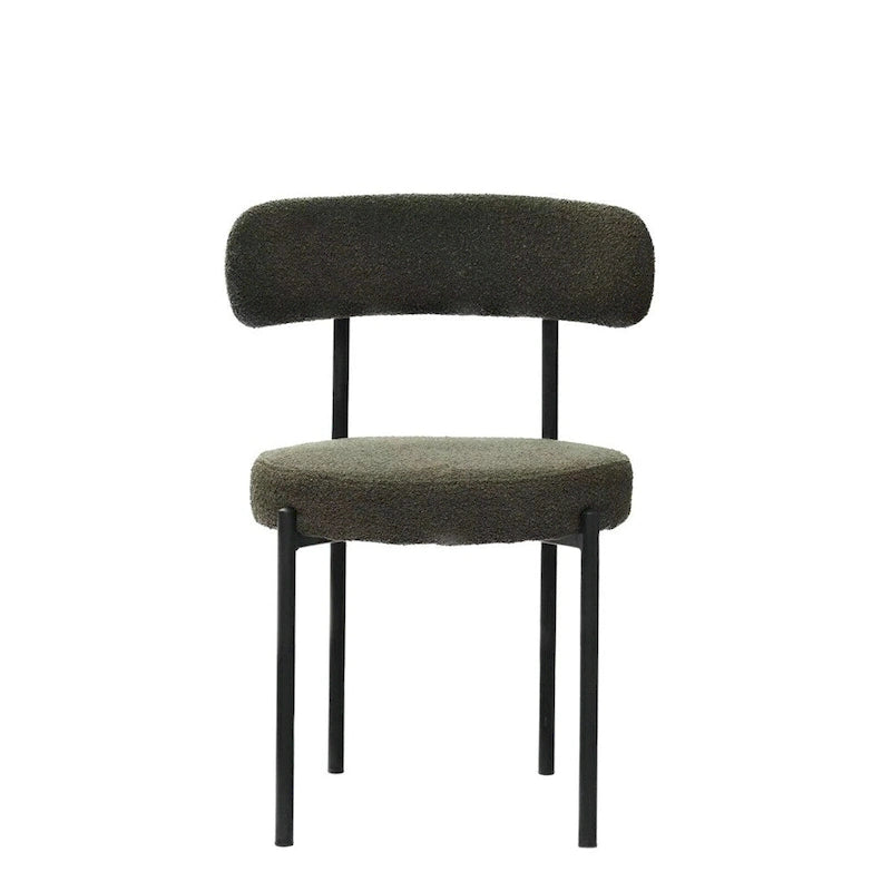 Chaises de salle à manger modernes du milieu du siècle en velours blanc/gris/vert/marron avec dossier incurvé et pieds en métal noir, lot de 2