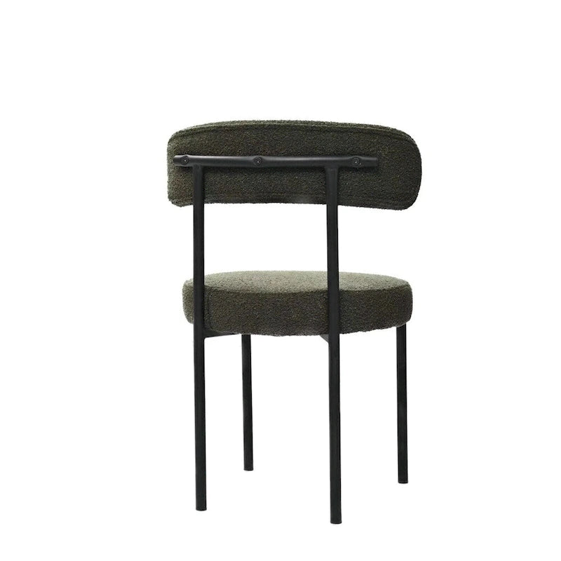 Chaises de salle à manger modernes du milieu du siècle en velours blanc/gris/vert/marron avec dossier incurvé et pieds en métal noir, lot de 2