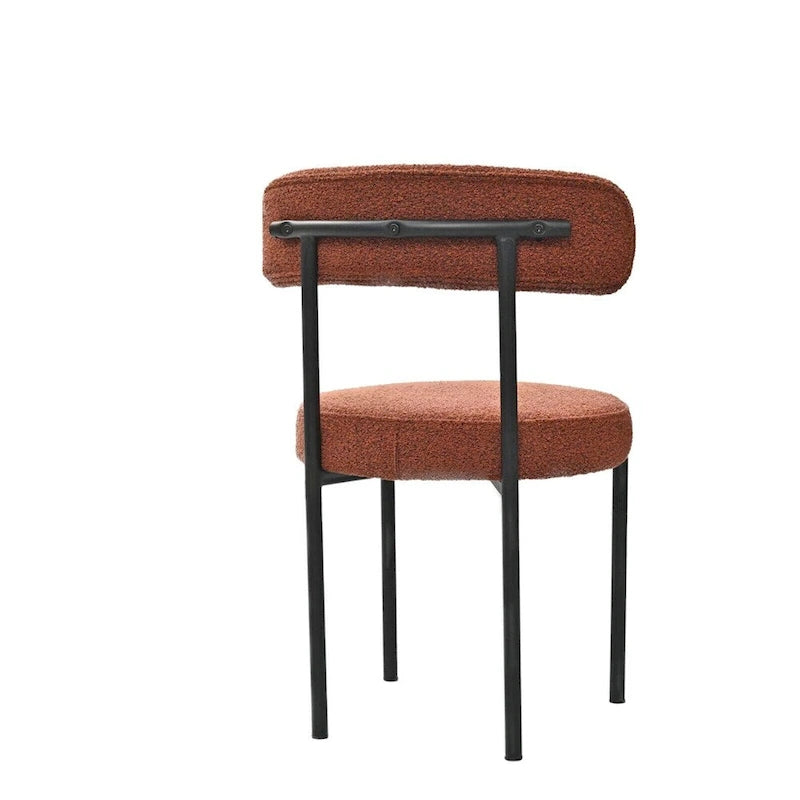 Chaises de salle à manger modernes du milieu du siècle en velours blanc/gris/vert/marron avec dossier incurvé et pieds en métal noir, lot de 2