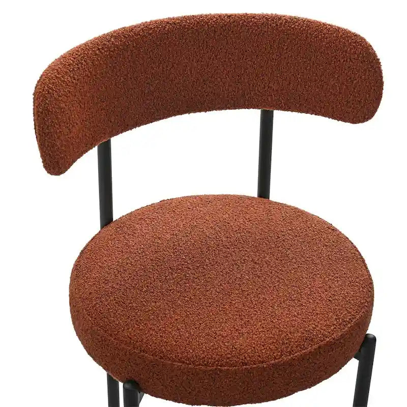 Chaises de salle à manger modernes du milieu du siècle en velours blanc/gris/vert/marron avec dossier incurvé et pieds en métal noir, lot de 2
