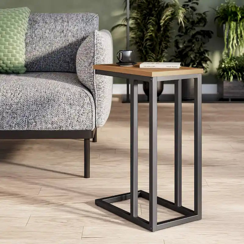 Table d'appoint rectangulaire étroite marron / blanc / noir, style moderne, 1 personne
