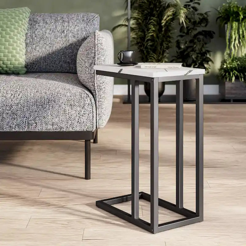 Table d'appoint rectangulaire étroite marron / blanc / noir, style moderne, 1 personne