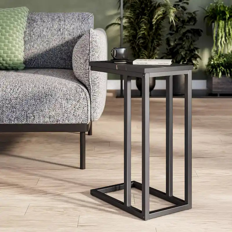 Table d'appoint rectangulaire étroite marron / blanc / noir, style moderne, 1 personne