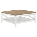 Table basse rustique bicolore brossée avec étagère inférieure, 99 cm