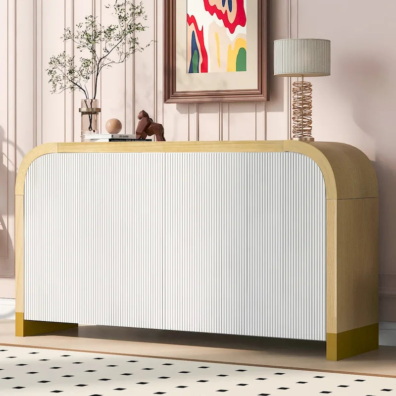 Armoire de rangement Blanc+Doré / Bleu Marine+Doré / Noir+Doré avec étagères réglables et motif vague, style moderne, 1 personne
