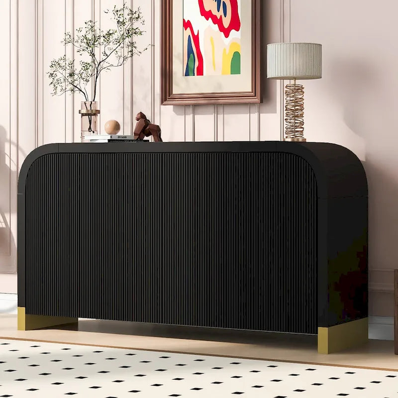 Armoire de rangement Blanc+Doré / Bleu Marine+Doré / Noir+Doré avec étagères réglables et motif vague, style moderne, 1 personne