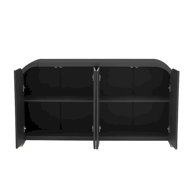 Armoire de rangement Blanc+Doré / Bleu Marine+Doré / Noir+Doré avec étagères réglables et motif vague, style moderne, 1 personne