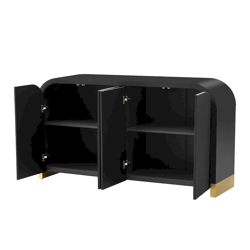 Armoire de rangement Blanc+Doré / Bleu Marine+Doré / Noir+Doré avec étagères réglables et motif vague, style moderne, 1 personne