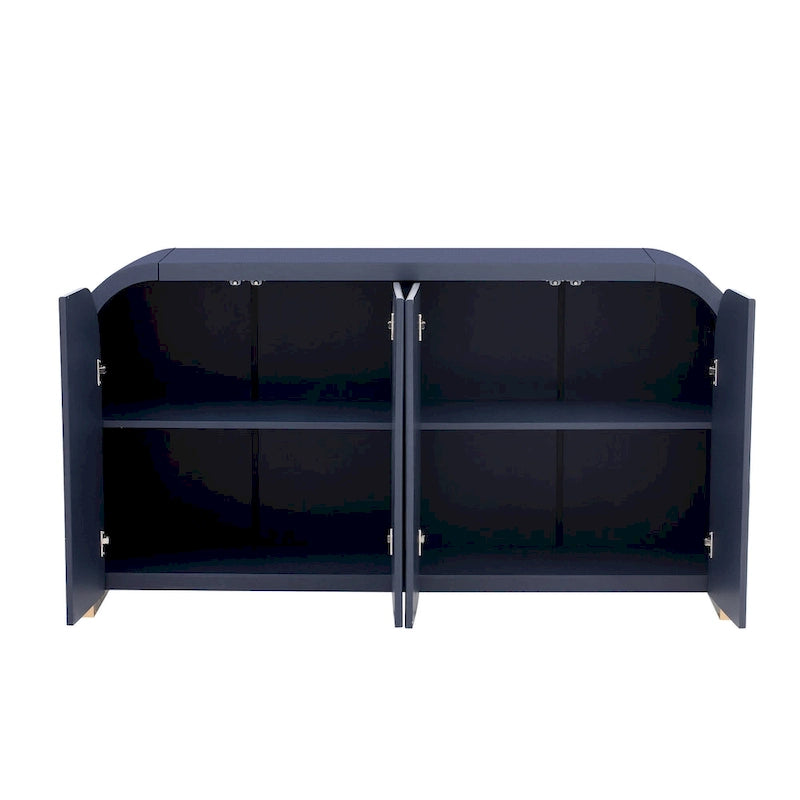 Armoire de rangement Blanc+Doré / Bleu Marine+Doré / Noir+Doré avec étagères réglables et motif vague, style moderne, 1 personne