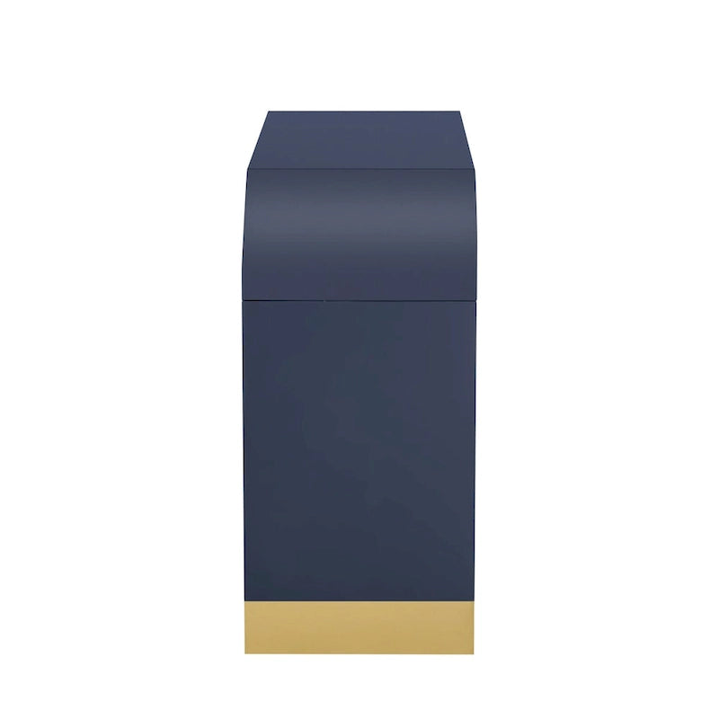 Armoire de rangement Blanc+Doré / Bleu Marine+Doré / Noir+Doré avec étagères réglables et motif vague, style moderne, 1 personne