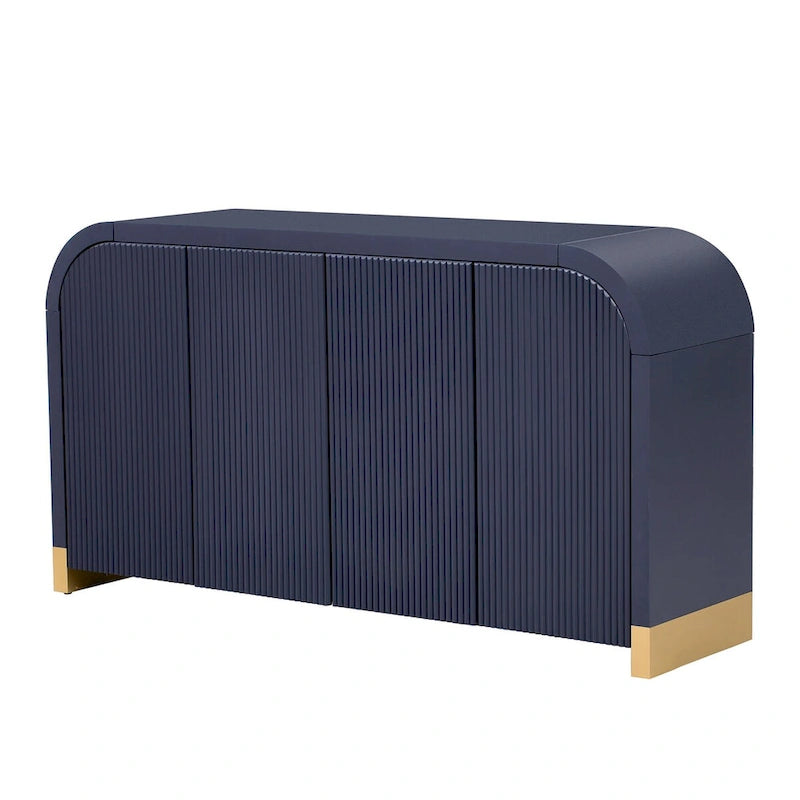 Armoire de rangement Blanc+Doré / Bleu Marine+Doré / Noir+Doré avec étagères réglables et motif vague, style moderne, 1 personne