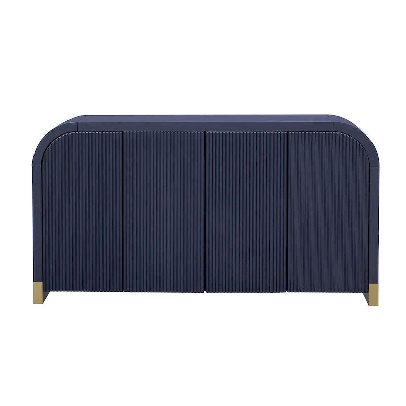 Armoire de rangement Blanc+Doré / Bleu Marine+Doré / Noir+Doré avec étagères réglables et motif vague, style moderne, 1 personne
