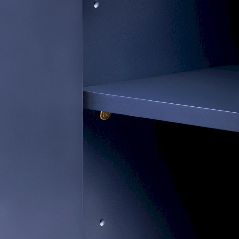 Armoire de rangement Blanc+Doré / Bleu Marine+Doré / Noir+Doré avec étagères réglables et motif vague, style moderne, 1 personne