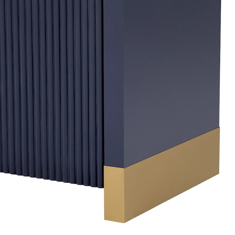 Armoire de rangement Blanc+Doré / Bleu Marine+Doré / Noir+Doré avec étagères réglables et motif vague, style moderne, 1 personne