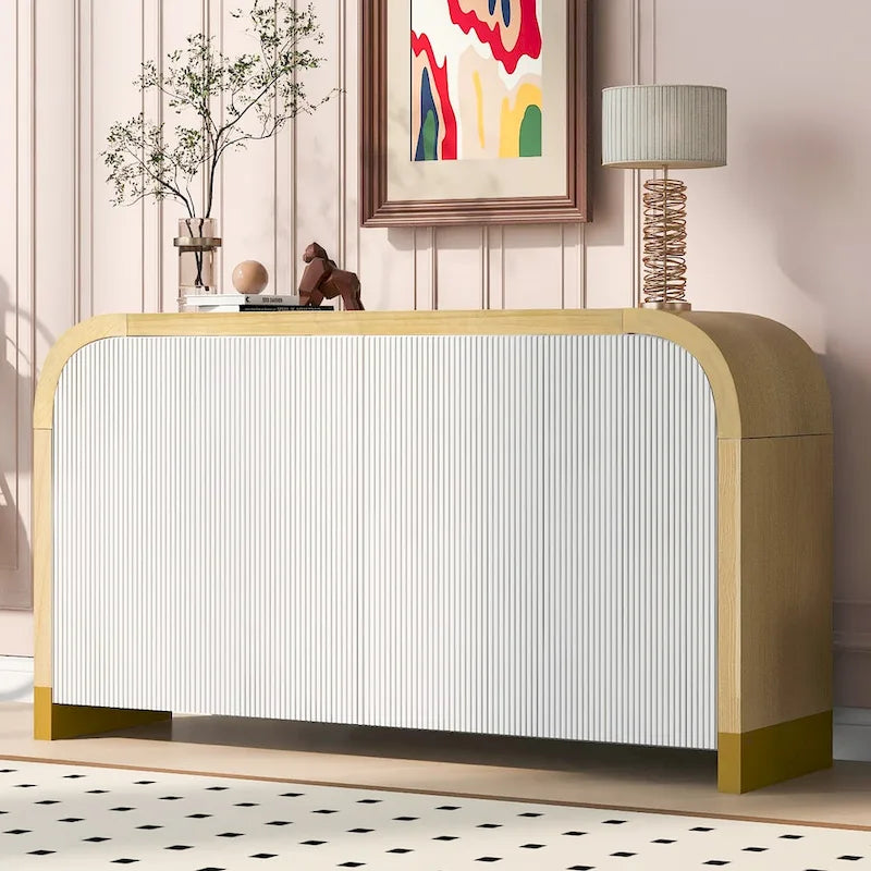 Armoire de rangement Blanc+Doré / Bleu Marine+Doré / Noir+Doré avec étagères réglables et motif vague, style moderne, 1 personne