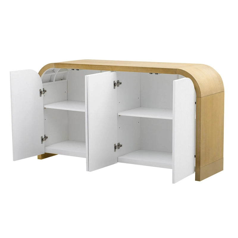 Armoire de rangement Blanc+Doré / Bleu Marine+Doré / Noir+Doré avec étagères réglables et motif vague, style moderne, 1 personne