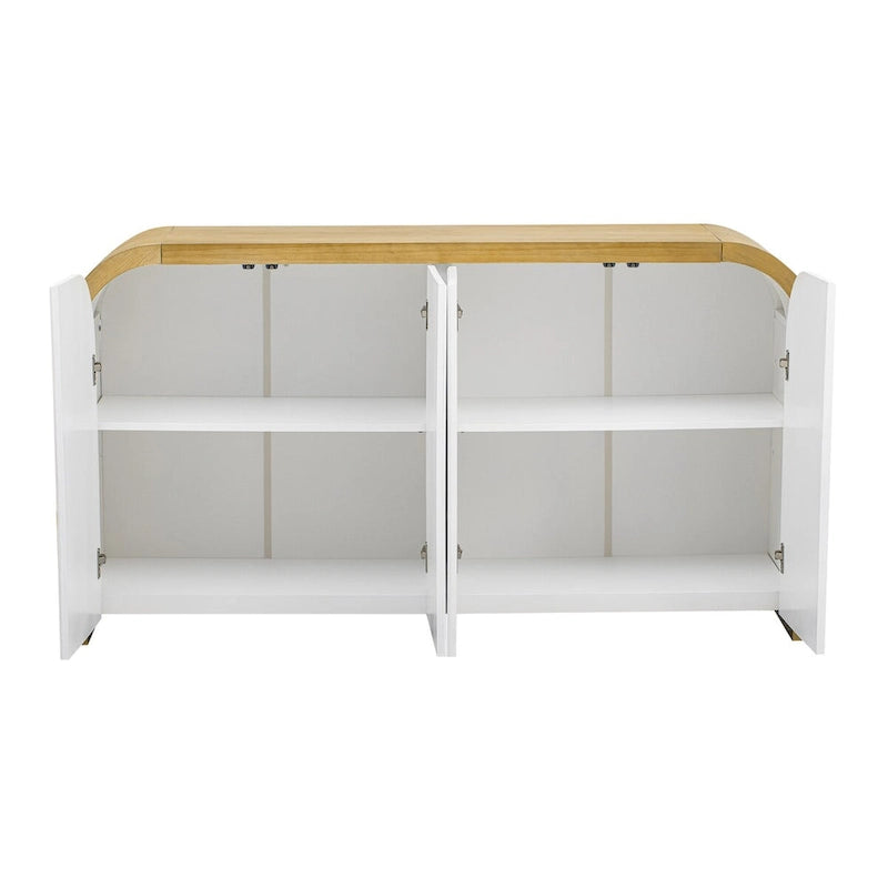 Armoire de rangement Blanc+Doré / Bleu Marine+Doré / Noir+Doré avec étagères réglables et motif vague, style moderne, 1 personne