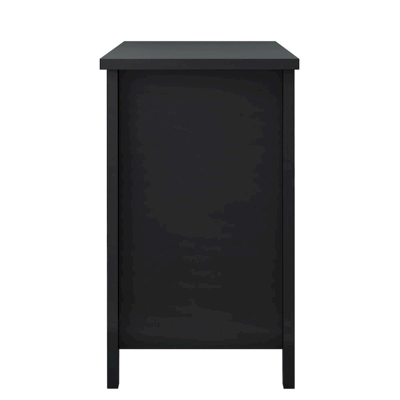 Meuble de Rangement d'Entrée en Bois Massif Noir Style Ferme avec 6 Tiroirs, 120 cm