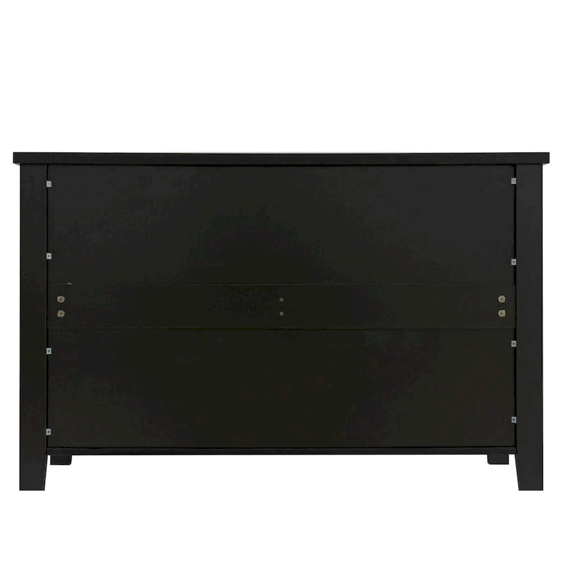 Meuble de Rangement d'Entrée en Bois Massif Noir Style Ferme avec 6 Tiroirs, 120 cm