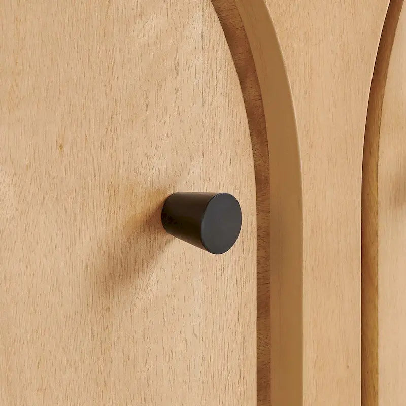 Armoire de rangement arquée à 2 portes en noyer/chêne avec étagères réglables, style Mid-Century, 1 personne