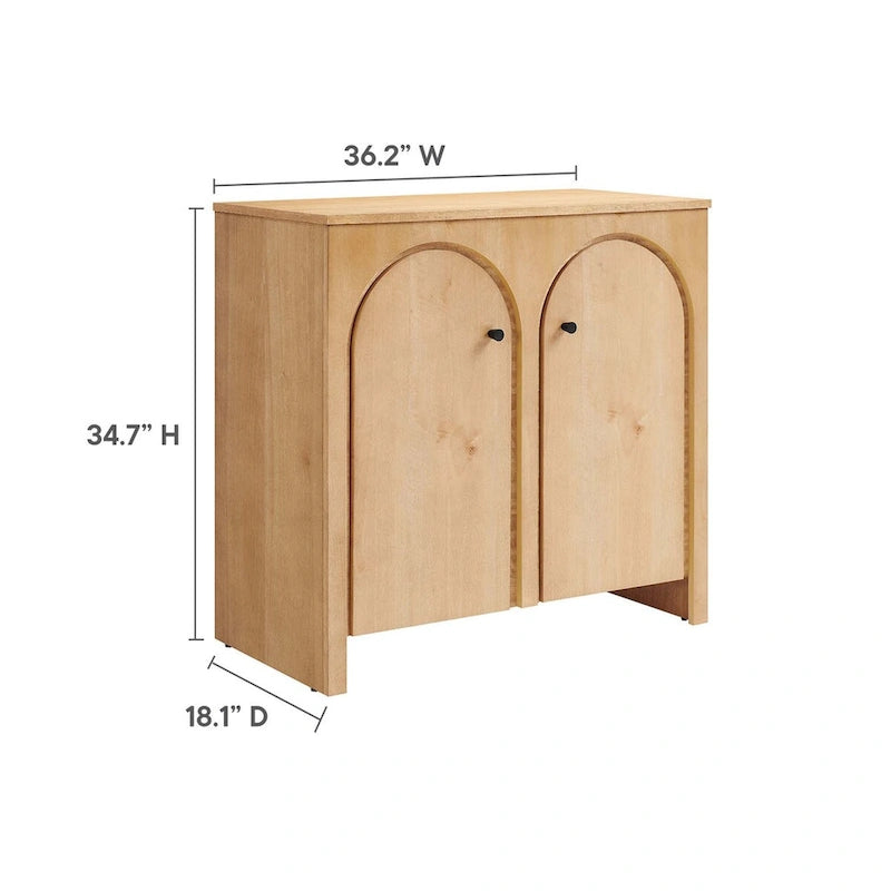Armoire de rangement arquée à 2 portes en noyer/chêne avec étagères réglables, style Mid-Century, 1 personne